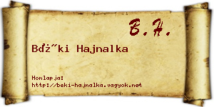 Béki Hajnalka névjegykártya